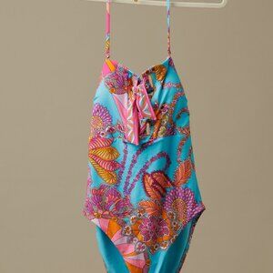 Trina Turk One-Piece Swimsuit Size 8 | Blue Multi Print | NWT $162 MSRP